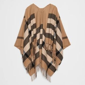 Khaki Plaid Poncho